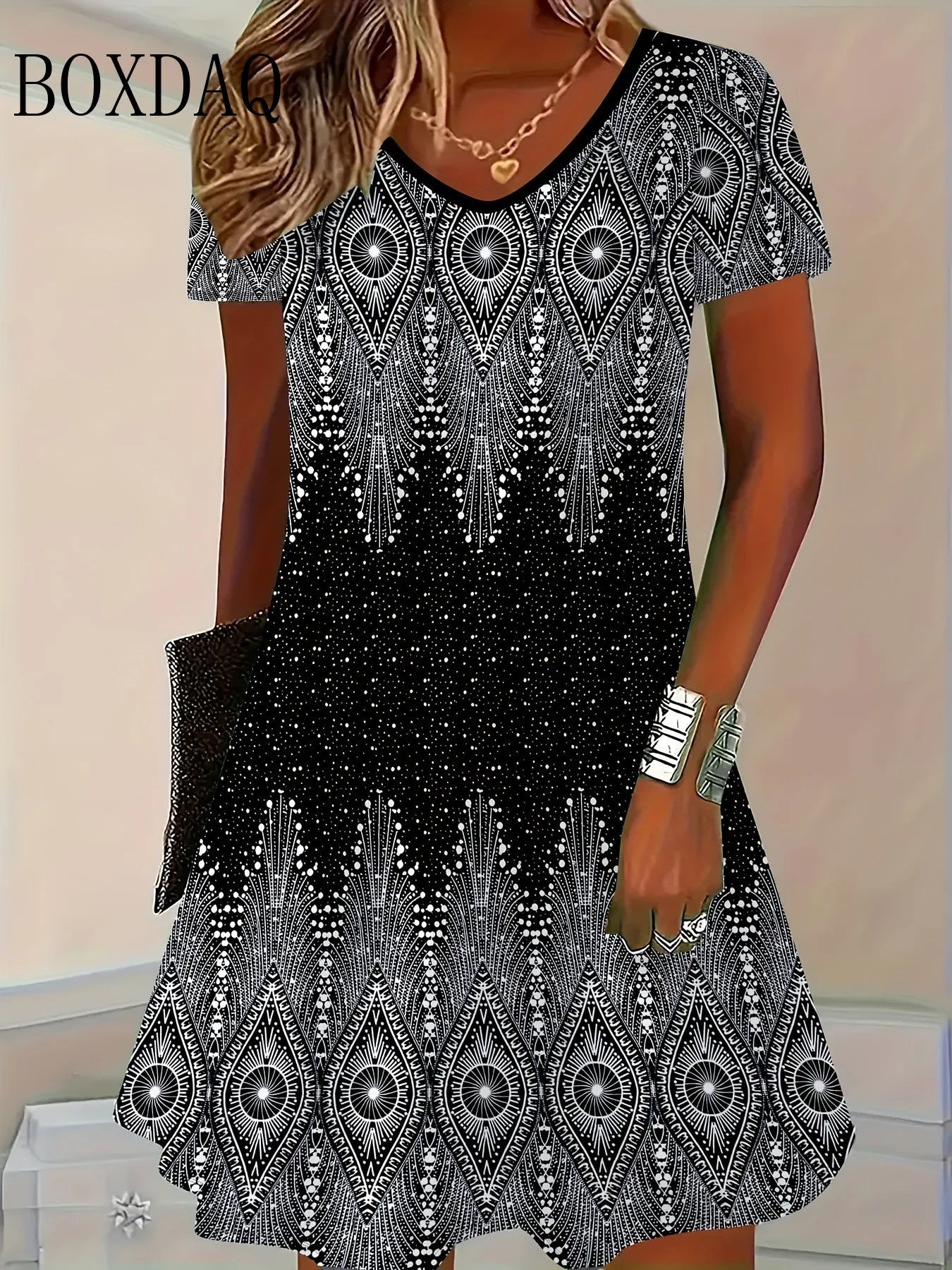 Vestido Vintage para Mujer | Estilo Étnico y Estampado | Manga Corta Suelta Talla 6XL | Tico Trendy
