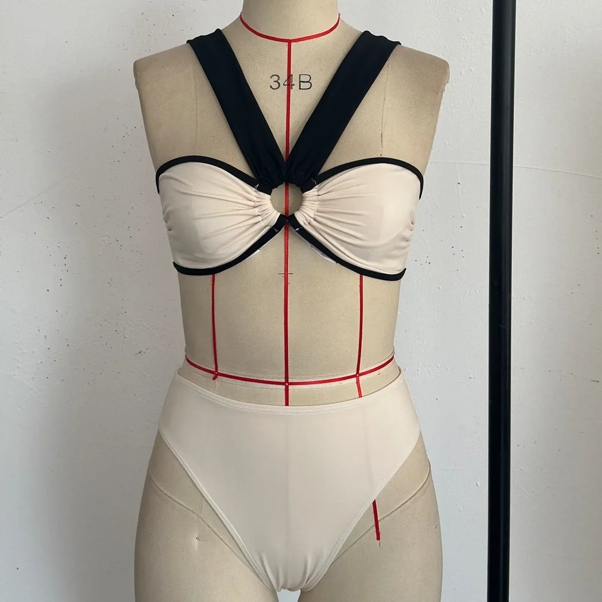 Conjunto de Bikini de Gasa de 3 Piezas - Traje de Baño Divisado para Playa