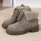 Botines de Plataforma con Cordones y Forro de Felpa