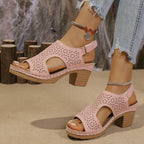 Sandalias de Tacón Alto Ahuecadas | Plataforma | Gancho | Antideslizantes | Talla Grande