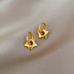 Pendientes de aro de estrella simples de Color dorado de acero inoxidable para mujeres y niñas, accesorios para las orejas a la moda, regalos de joyería
