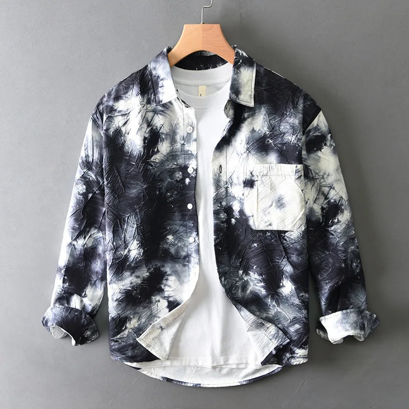 Camisa Casual Hombre | Estampado Único | Manga Larga | Poliéster | Ticotrendy Costa Rica