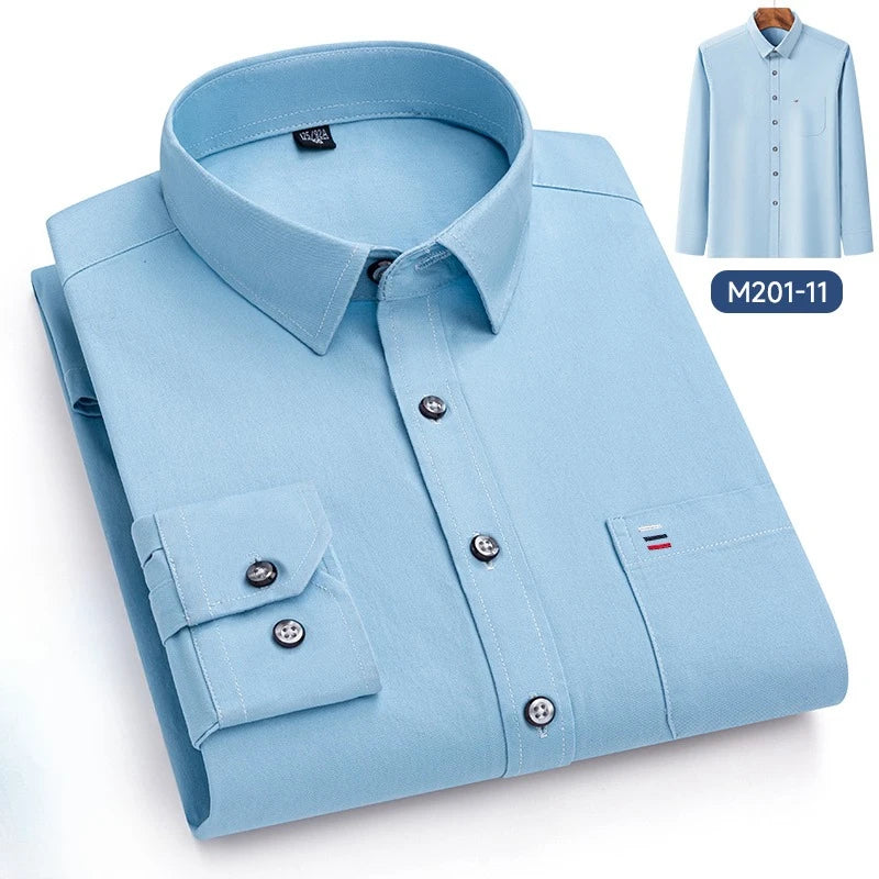 Camisa Algodón Manga Larga | Bolsillo | Negro Clásico | Ajuste Regular Hombre | Ticotrendy
