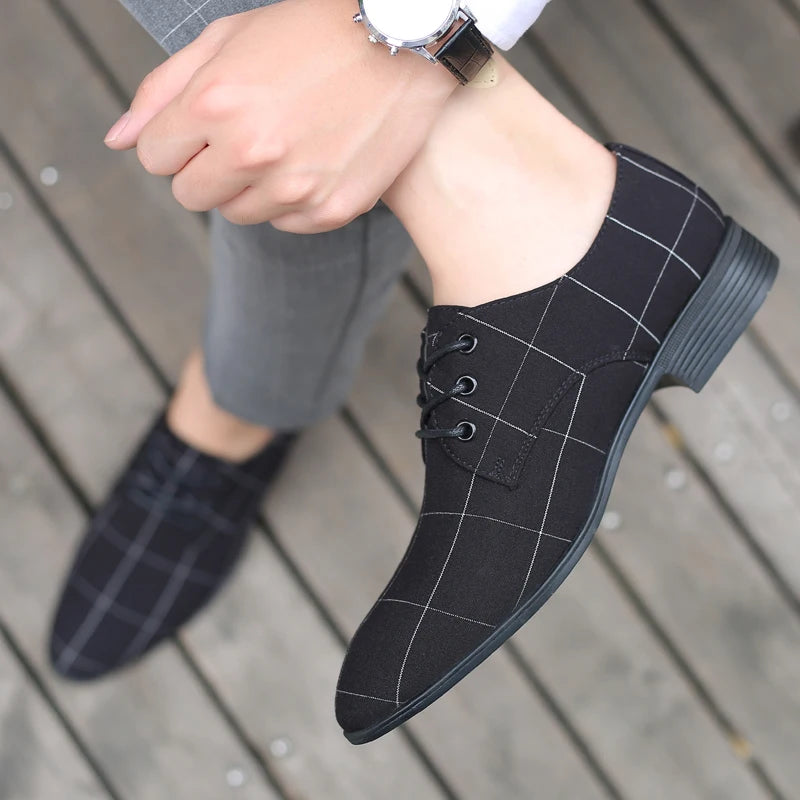 Zapatos Hombre Lona Formales Casuales Punta Puntiaguda Geométricos | Verano