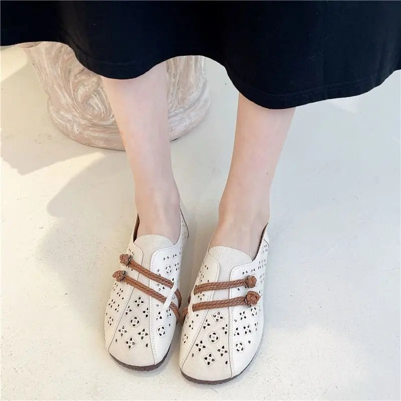 Mocasines de Diseñador con Punta Cuadrada | Ajuste Ancho | Cuero Suave | Novedad