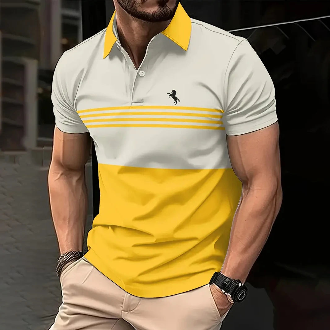 Polo Hombre Casual ∣ Verano con Botones ∣ Estampado de Rayas