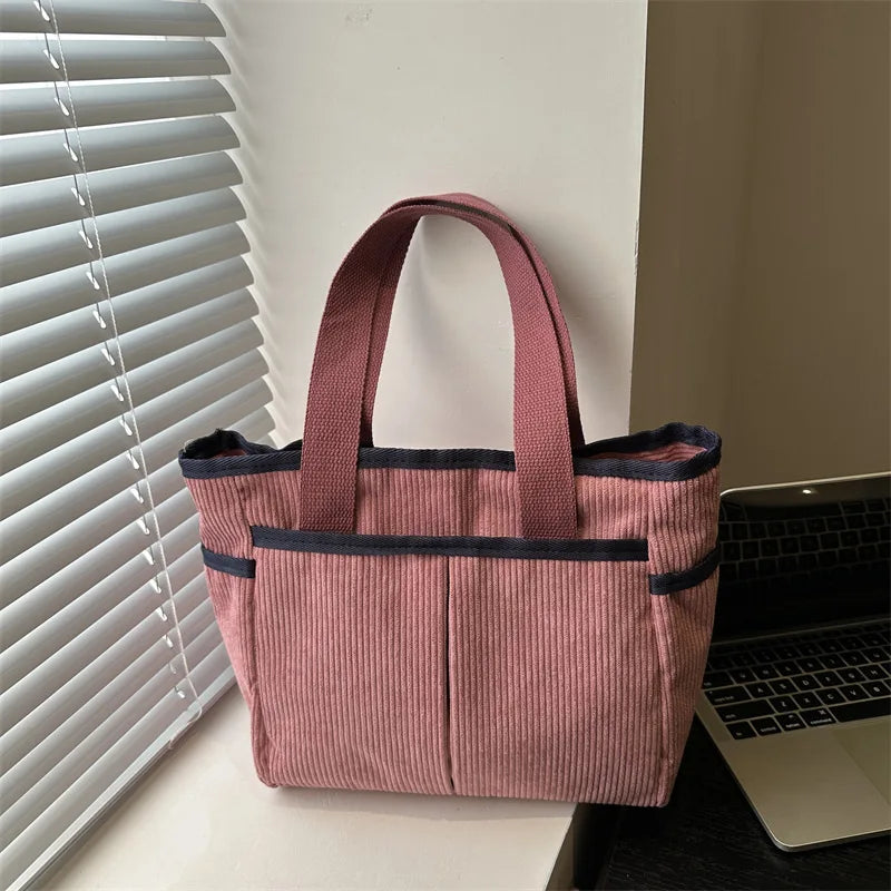 Bolso Hombro Pana Mujer Vintage Gran Capacidad Informal
