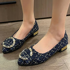 Zapatos Planos de Retales con Hebilla | Estilo Coreano | Punta Estrecha | Primavera y Otoño