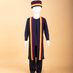 Conjunto Bazin Riche Tela Encerada Bebé | Camisa y Gorro | Tallas XS-XXL | Tico Trendy