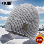 Gorro Punto Grueso Terciopelo Térmico Ajustable | Invierno Frío Montañismo Unisex