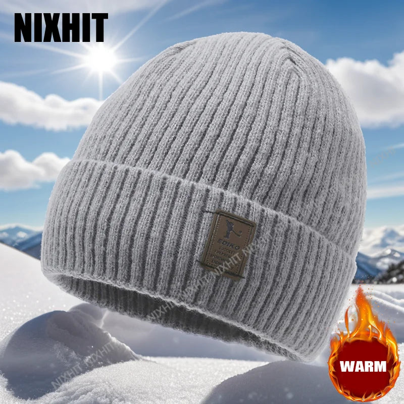 Gorro Punto Grueso Terciopelo Térmico Ajustable | Invierno Frío Montañismo Unisex