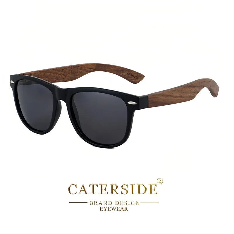 Gafas de Sol Carterside Retro | Madera Natural | Lentes Polarizadas Cuadradas Punk | Montura TR90