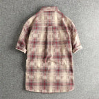 Camisa Retro Hombre | Cuadros Tartán | Algodón Tejido | Corte Holgado | Ticotrendy