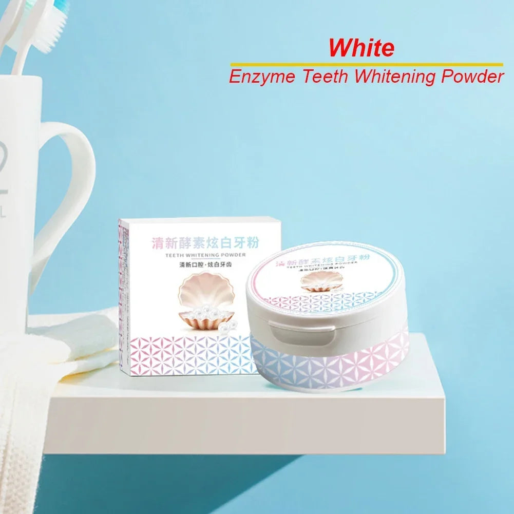 2 tipos de polvo para blanquear los dientes, carbón orgánico activado Natural, sabor a limón, polvo de enzimas para el aliento fresco, higiene bucal Dental