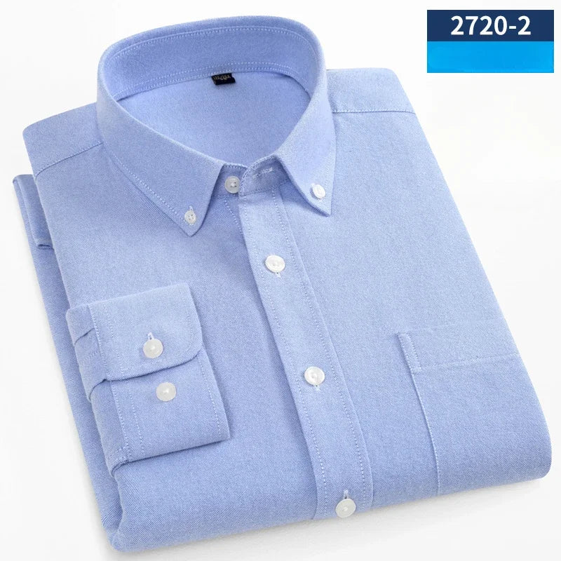 Camisa Oxford Cepillado | Algodón 100% | Ajuste Formal | Blanca Sólida | Ticotrendy