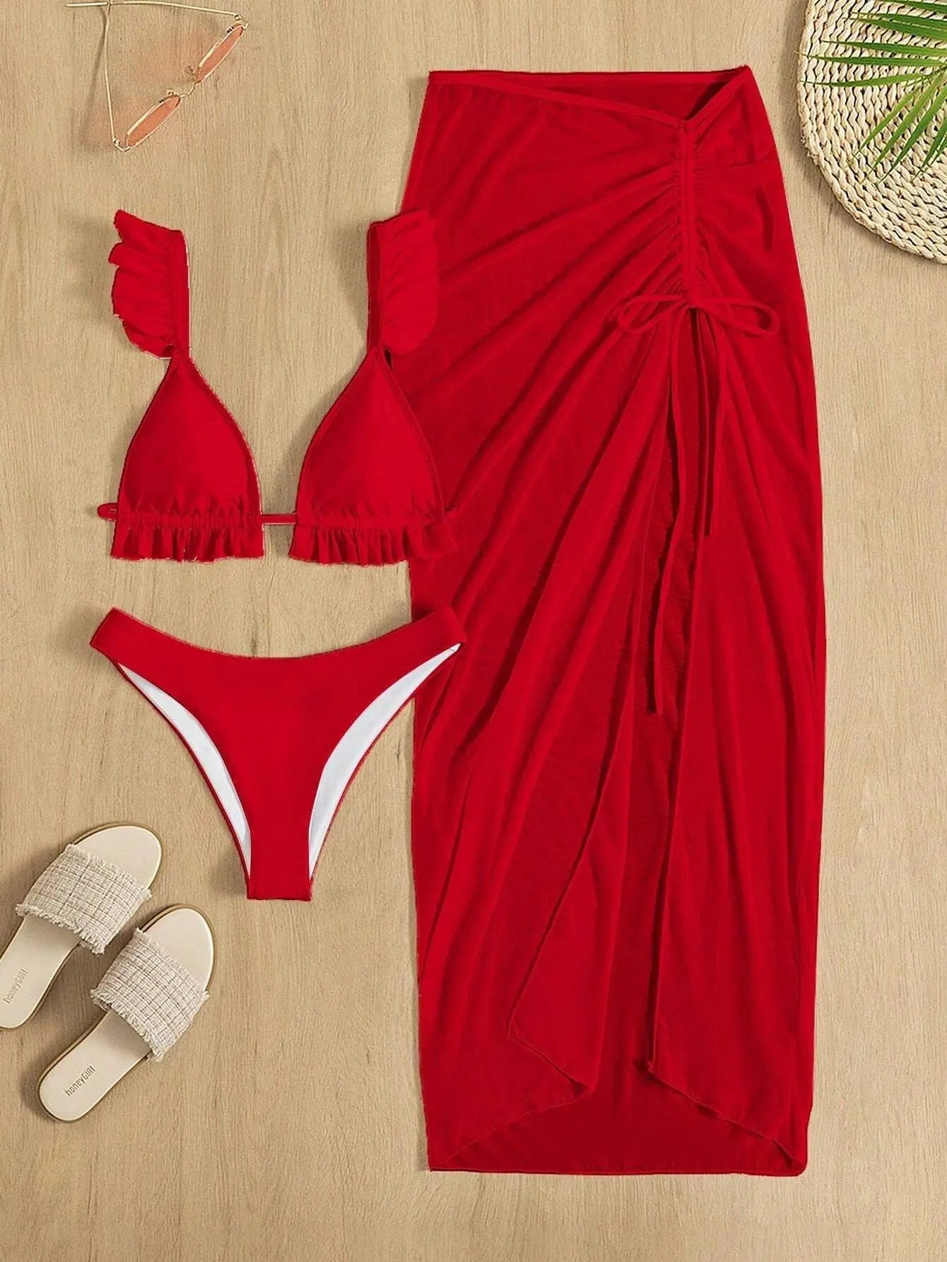 Bikini con Volantes y Falda - Conjunto Monocromático para la Playa Tica