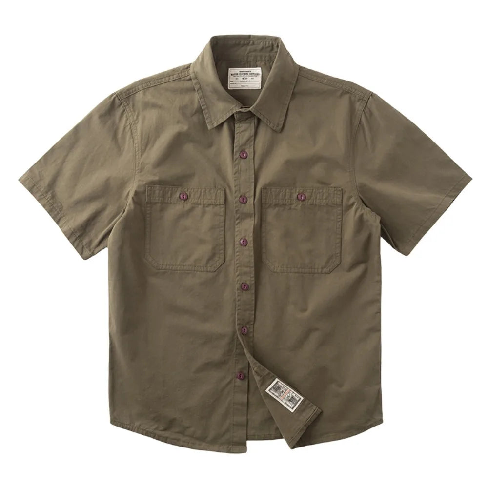 Camisa Casual Hombre | Estilo Retro | Algodón | Manga Corta | Bolsillos | Ticotrendy