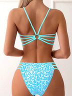 Bikini Dividido con Aros de Textura Sólida para Verano