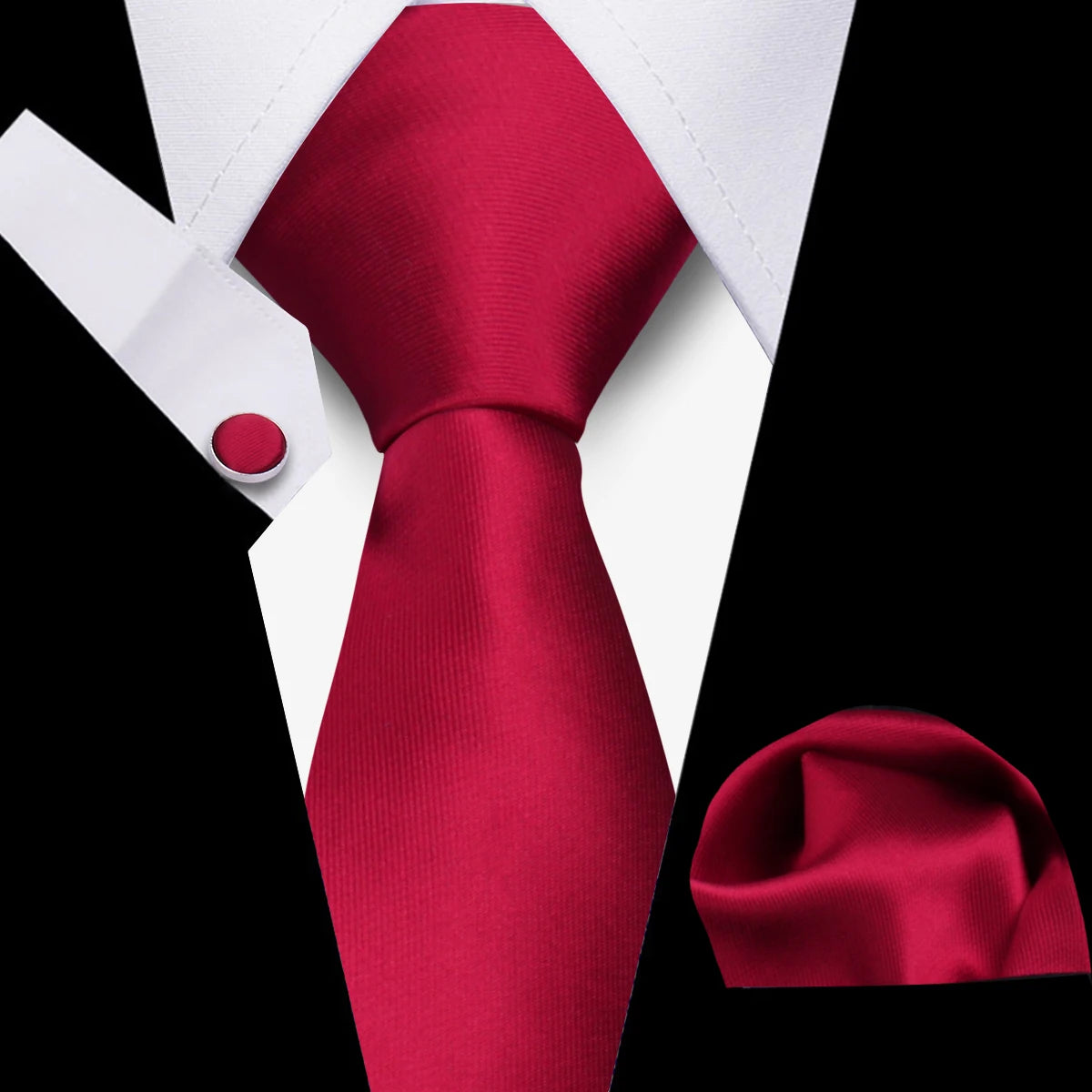 Conjunto Corbata Pañuelo Gemelos Negocios Boda Accesorio De Moda