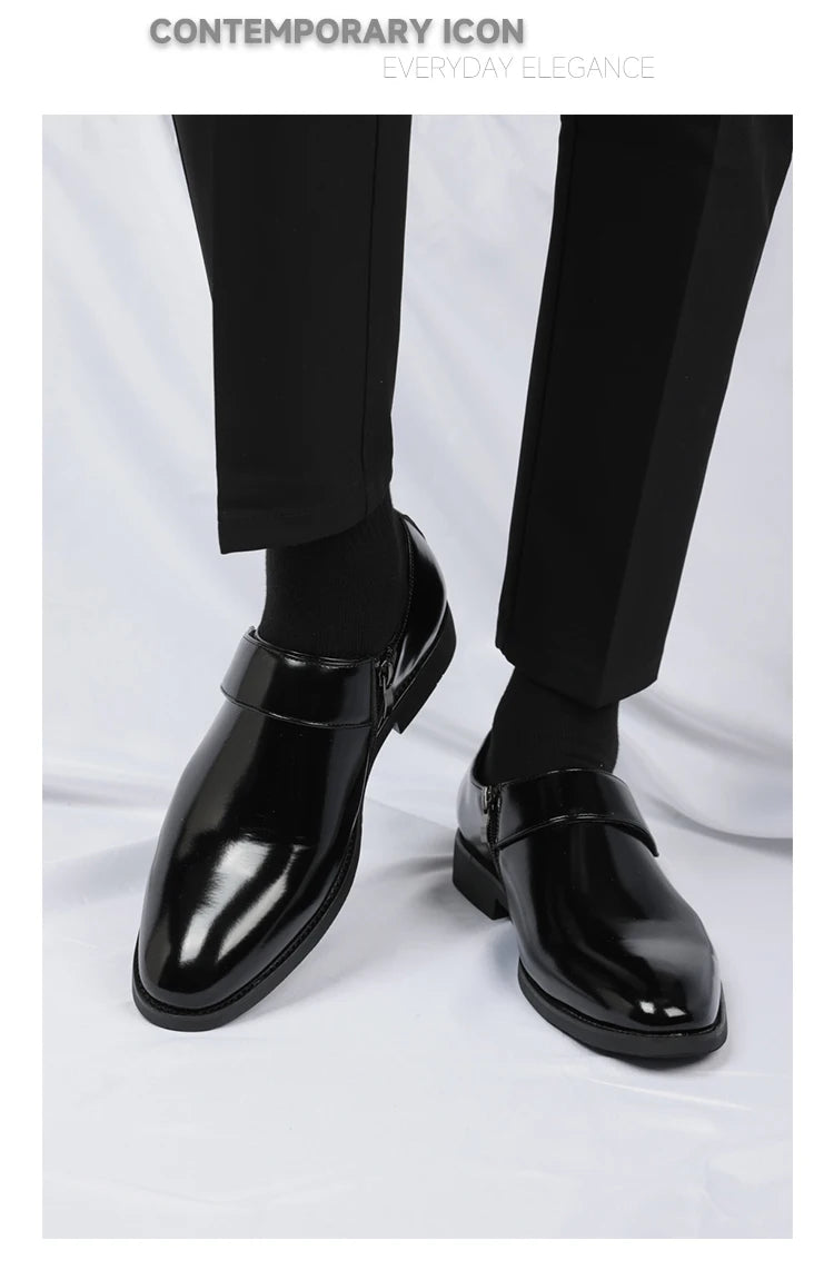 Zapatos Formales Morados Hombre | Charol Punta Estrecha Sin Cordones Cómodos Negocios