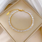 Pulseras de cadena de tenis de circonio brillante de lujo de acero inoxidable para mujeres y hombres, brazalete de moda de Hip Hop, accesorios, regalos de joyería