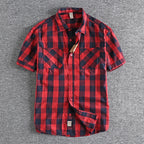 Camisa Cuadros Hombre | Algodón Lavado | Estilo Gótico | Manga Corta | Ticotrendy Costa Rica