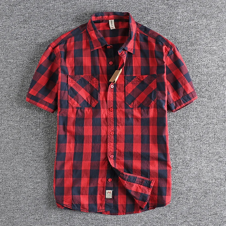 Camisa Cuadros Hombre | Algodón Lavado | Estilo Gótico | Manga Corta | Ticotrendy Costa Rica