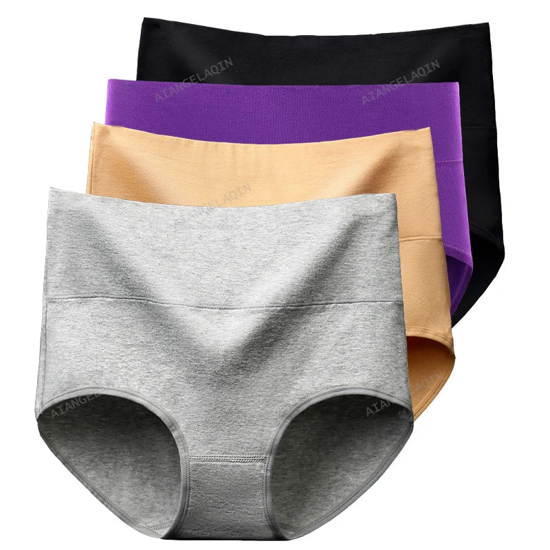 4 Paquete Bragas Cintura Alta | Algodón Moldeador Talla Grande | Tico Trendy