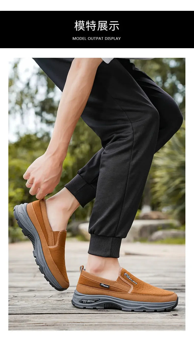 Mocasines Lona Hombre 2025 ∣ Sin Cordones ∣ Suela Gruesa Ligera