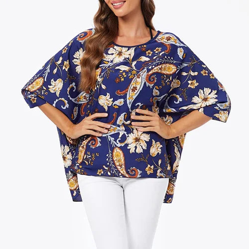 BHFlutter-camisa de talla grande para mujer, Top bohemio estampado, camiseta informal de gasa, 4XL, 5XL, 6XL, 2023