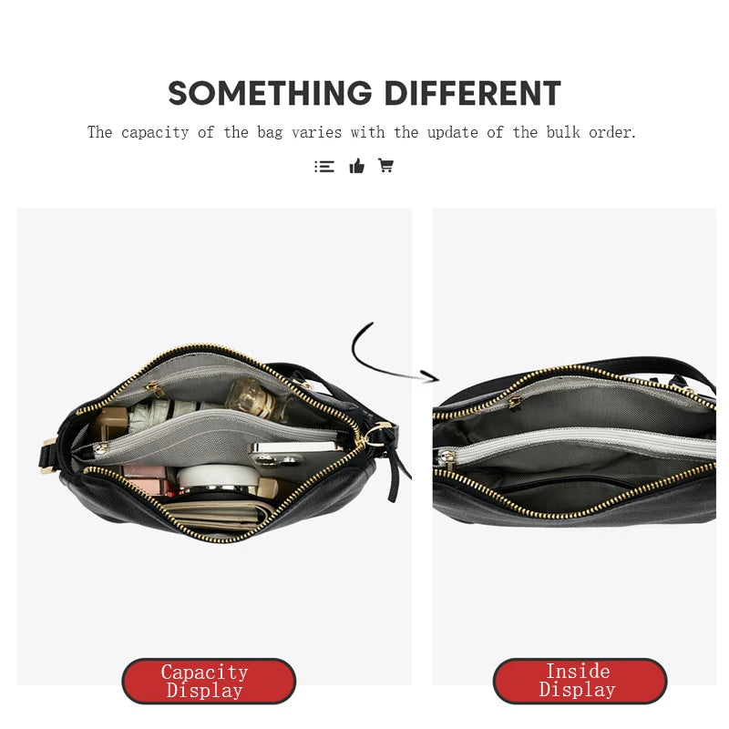 LAORENTOU bolso de hombro para mujer de piel auténtica 2025 Otoño Invierno bolso cruzado clásico bolso de moda que combina con todo elegante Oficina