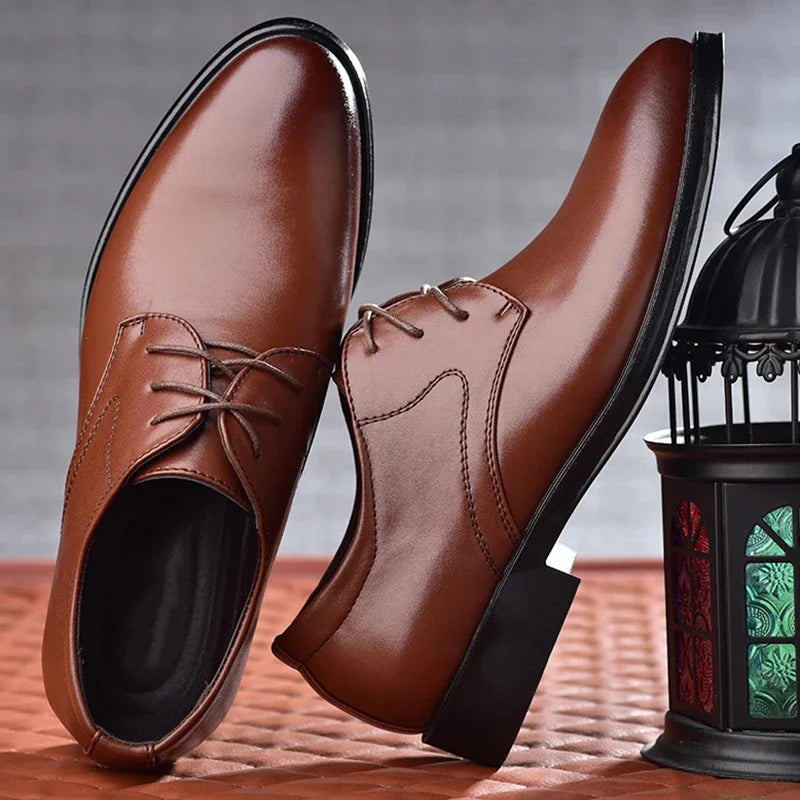 Zapatos de Hombre | Oxfords de Cuero Negro Formales | Negocios y Bodas | Talla Grande | Tico Trendy