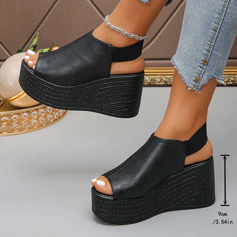 Sandalias Plataforma Gruesa De Tacón Alto Estilo Tico Atrevido