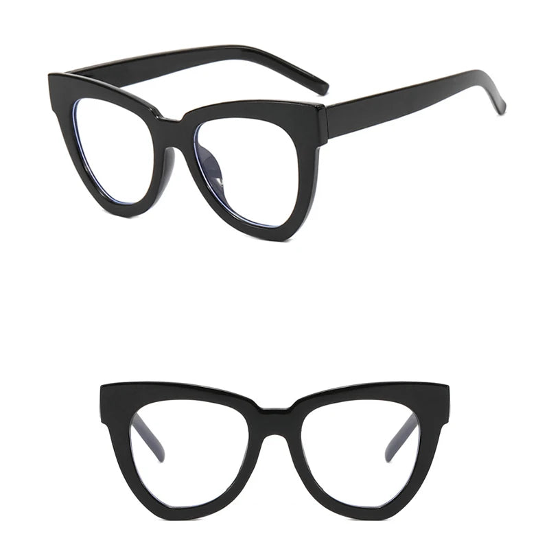 Montura Gafas Ojo Gato Marco Grande Retro Unisex | Antiazules Ópticas Titanio Plástico