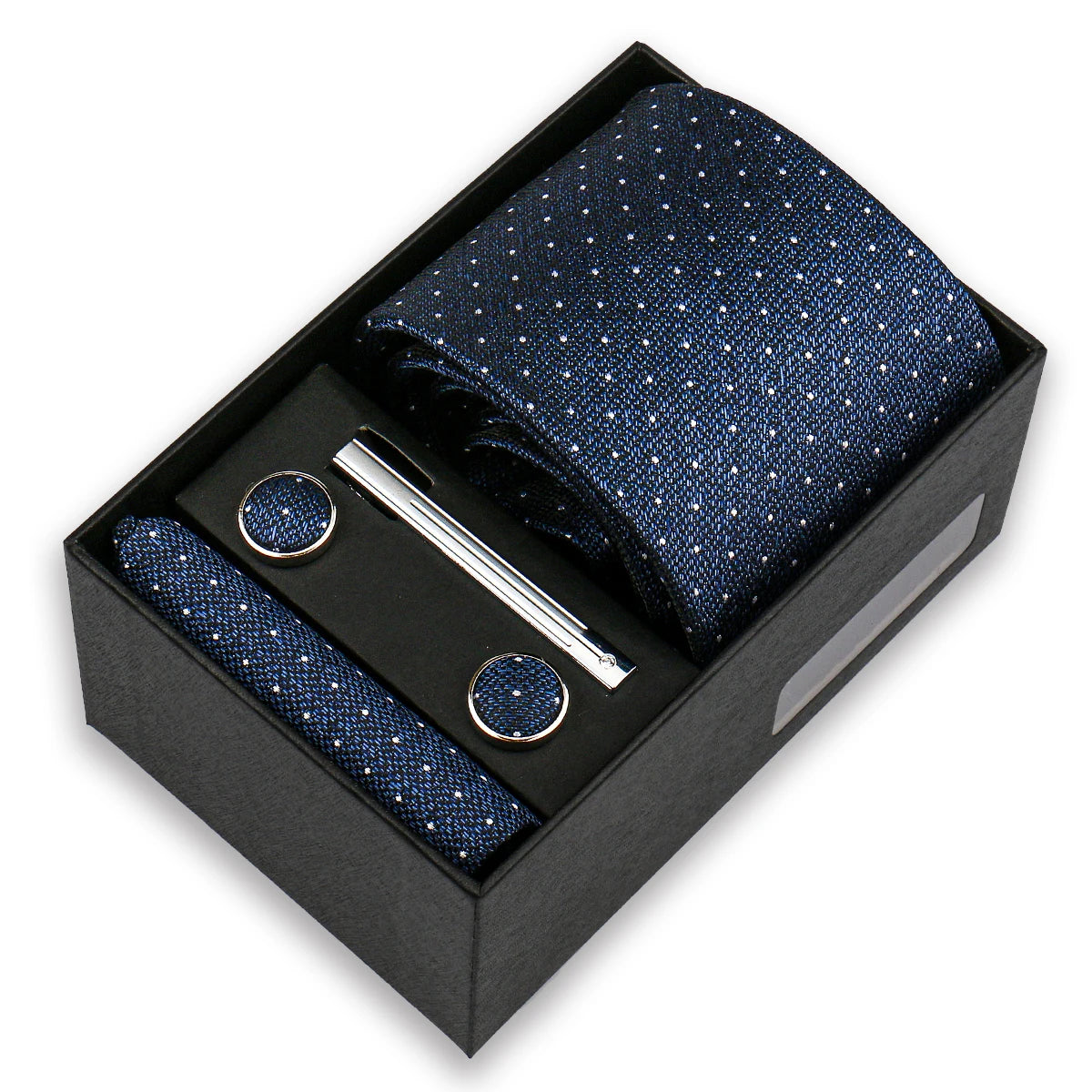 Conjunto De Lujo Corbata Pañuelo Clip Gemelos Accesorio Para Hombres