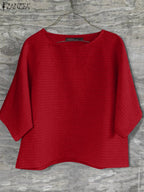 Blusa de Verano para Mujer  | Cuello Redondo | Manga 3/4 y Tamaño Grande | Ticotrendy