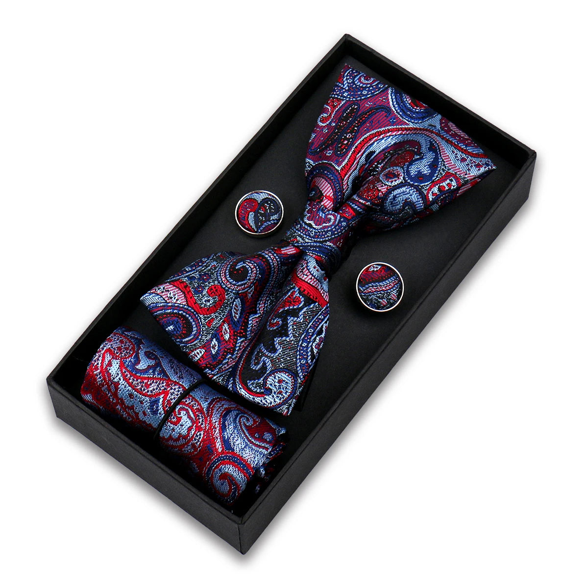 Set De Pajarita Pañuelo Gemelos Regalo Elegante Estilo Para Hombres