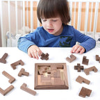 Rompecabezas de bloques rusos de nogal, rompecabezas de madera 3D Tangram IQ, entrenamiento lógico, rompecabezas, juguetes educativos Montessori, juegos de aprendizaje