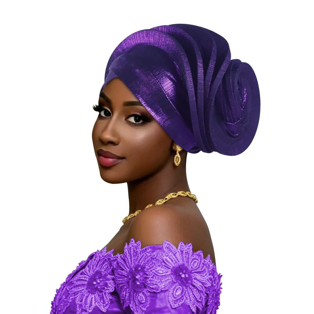 Turbante Elástico con Volantes para Mujer, Auto Gele