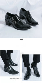 Zapatos Vestir Hombre Ticotrendy Piel Dividida Retro Punta Puntiaguda Boda | Con Hebilla