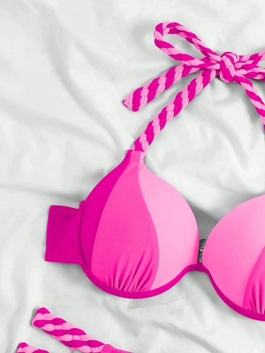 Bikini Push Up Colorblock con Estilo Halter para Playa