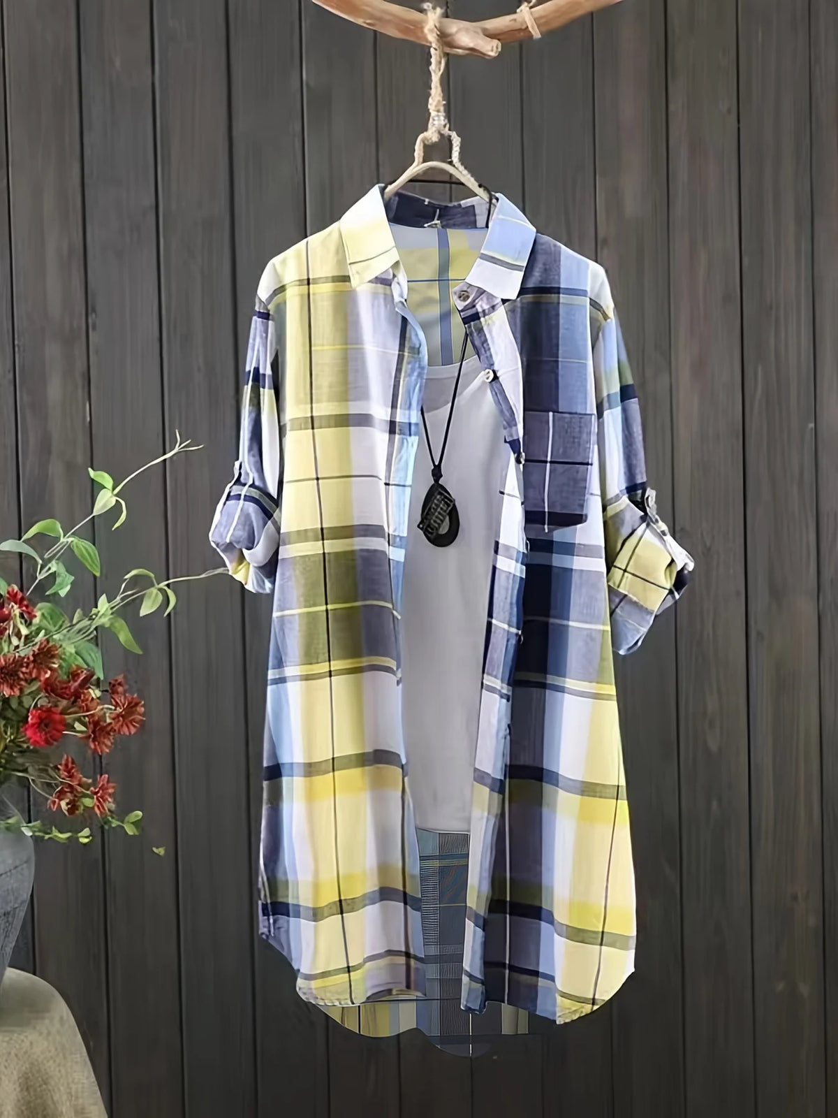 Camisa Cuadros Solapa Protector Solar Plus Size | Manga Larga | Tallas 1XL-5XL | Tico Trendy