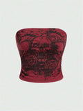 Ticotrendy | Top Mujer Estampado Calavera Estilo Gótico Y2K