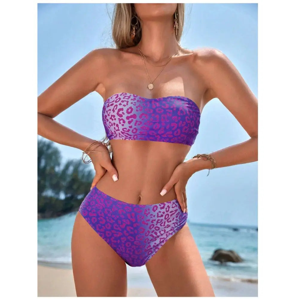 Bikini Sin Tirantes de Leopardo - Traje de Baño Sexy para Verano Tico