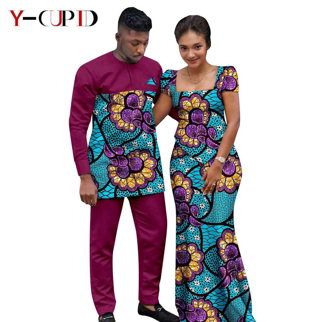 Conjunto Falda y Top Africano Bazin Riche Pareja | Top y Pantalón | Tallas XS-6XL | Tico Trendy