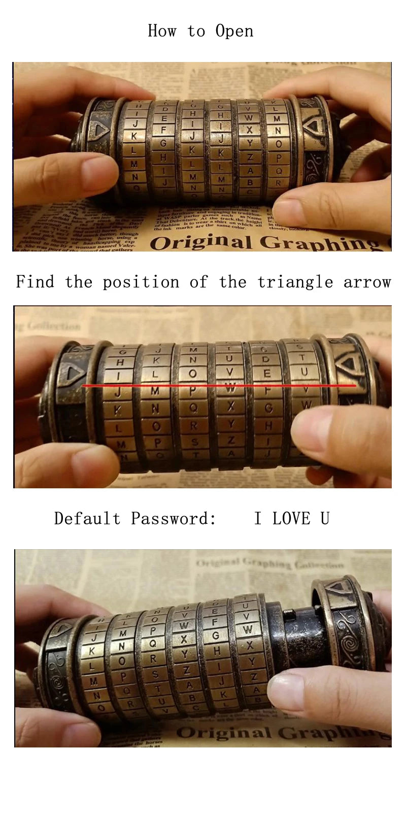 Cerradura de código Cryptex Da Vinci con compartimento oculto para anillos de dinero, joyería, regalos sorpresa románticos creativos interesantes