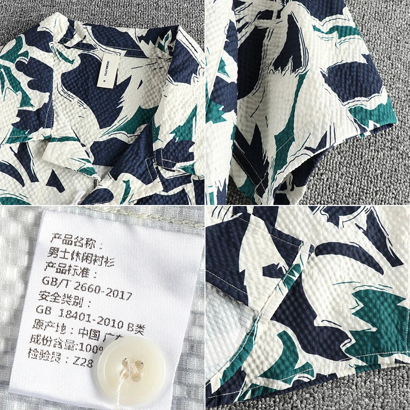 Camisa Hawaiana Hombre | Estampado Floral | Tela Seersucker | Manga Corta