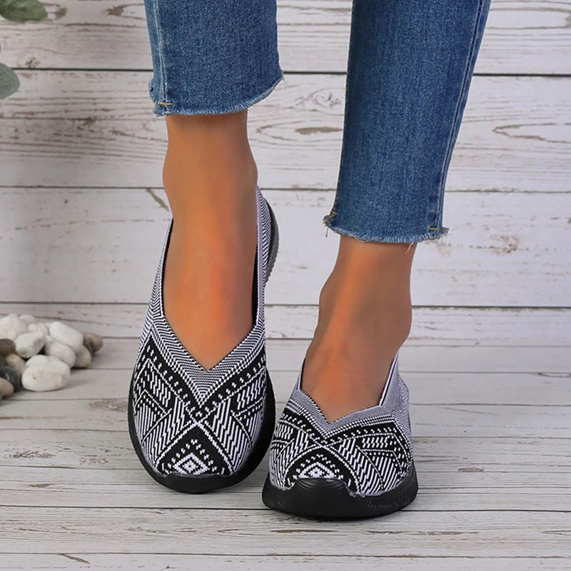 Mocasines ZOKI a Rayas | Punto Transpirable | Sin Cordones | Suela Suave Antideslizante