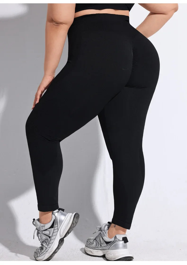 VEQKING 4XL, pantalones deportivos de talla grande para mujer, mallas de Yoga de alta elasticidad sin costuras, mallas de gimnasio con contraste de Color, pantalones de entrenamiento Hiplift