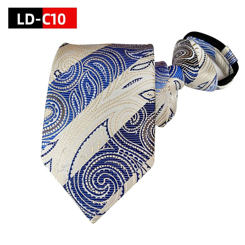 Corbata Preatada Con Cremallera Rayada Elegante y Práctica Para Bodas